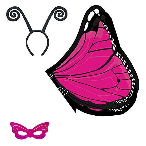 Baby Song Monarch Butterfly Wings Costume with Headband&Mask Rose Red Butterfly Wings for Girls WA-7