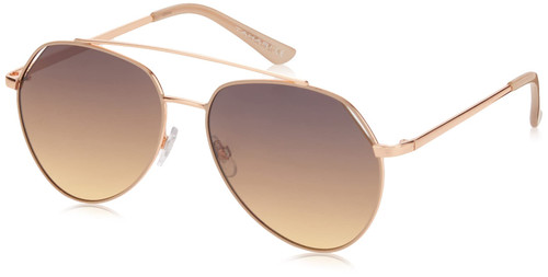 TAHARI TH788 Geometric Metal UV Protective Aviator Sunglasses. Elegant Gifts for Women, 57 mm, Rose Gold & Nude