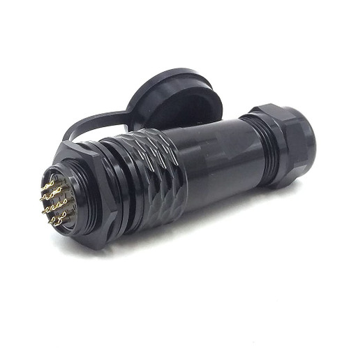 FORTTAR WEIPU SA20 Series 15 pin Waterproof Connector, IP67 15 Wire Aviation Industrial High Voltage Electrical Heavy Circular Connector Plug Socket, Black (Thread nut Panel Mount, 15 Pin)