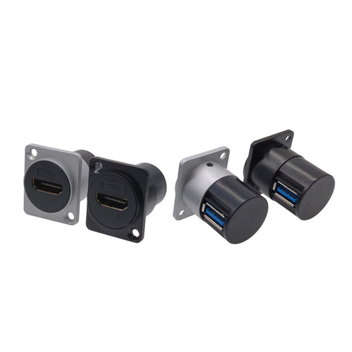 1Pcs USB Socket D Type Metal Female to Female Connector Panel Mounting (Color : USB 3.0 Black)