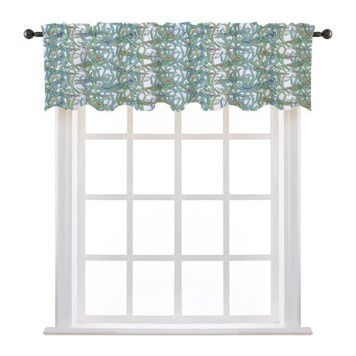 LIGUTARS Valance, Dragonfly Abstract Half Window Curtain, Spiritual Design Flying Winged Creatures on The Lake, 36" W x 18" L, Kitchen Windows Bathroom Bedroom, Turquoise