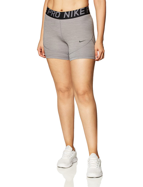 Nike Women's Pro 5" Training Short (Gunsmoke/Heather/Gunsmoke/Black, X-Small 5)