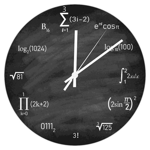 ArogGeld PVC Clock 9in Silent Non-Ticking Math Equations and Notations Hanging Wall Clock Mathematics Chalkboard Battery Operated Novelty Frameless Clocks Home Decor for Living Room Bedroom