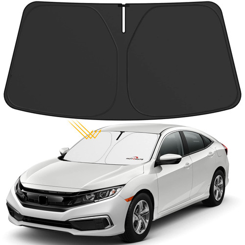 Car Windshield Sun Shade - Motomate Custom Fit 2021 2020 2019 2018 2017 2016 Hon-da Civic Sedan, Coupe, Hatchback, LX, EX, EX-L, Sport, Touring, 240T Material Foldable Car Sun Visor for UV Rays