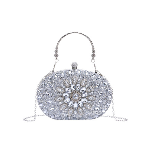 Fecialy Clutch Purses for Women Evening Bag Crystal Handbag Luxury Rhinestone Clutch for Wedding Party,Silver