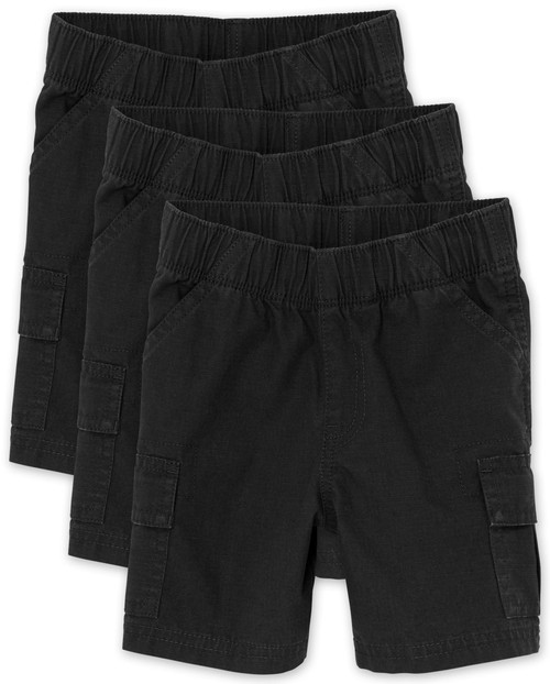 The Children's Place Baby Boys And Toddler Boys Pull on Cargo Shorts,Black 3 Pack,4T