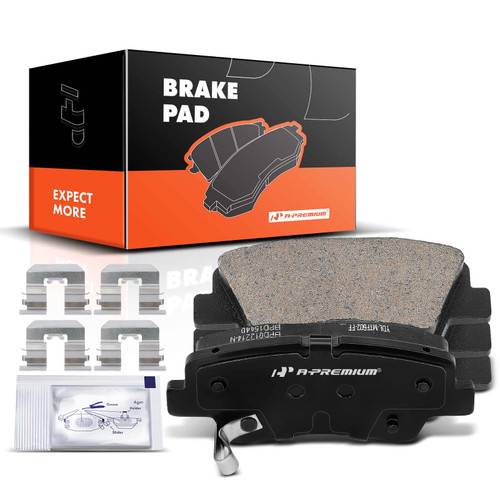 A-Premium Rear Ceramic Disc Brake Pads Set Compatible with Select Hyundai and Kia Models - Accent, Elantra, Elantra Coupe/GT, Sonata, for Veloster, Cadenza, Forte, Optima, Soul, Forte Koup, Forte5