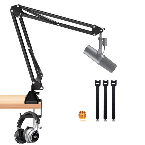 Boom Arm for Shure Mic, Upgraded Heavy Duty Shure Sm7b Microphone Stand, Adjustable Suspension Mv7 Boom Arm for Live Streaming, Radio, Podcasting, Gaming, Black