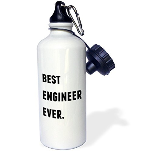 3dRose wb_213385_1 Best Engineer Ever, Black Letters On A White Background Sports Water Bottle, 21Oz, Multicolored