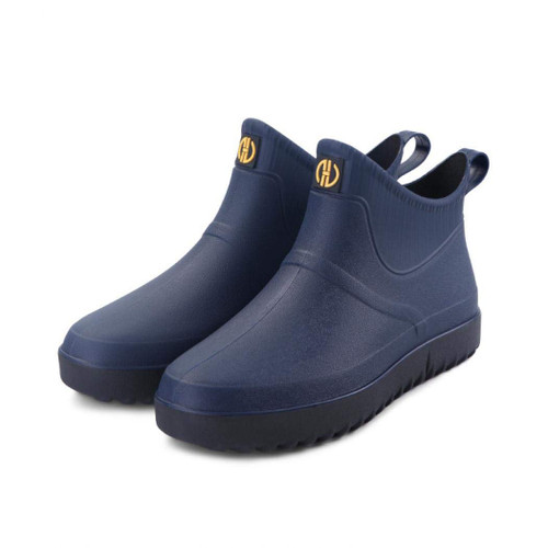 jessie Men Rain Boots Outdoor Slip On Waterproof Non-Slip Rubber Ankle Boots Rain Booties (Blue, numeric_10)