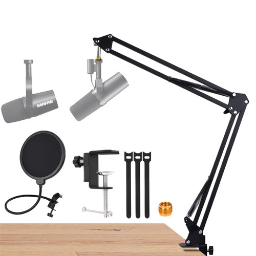 For Shure Sm58 and Shure Sm7b Boom Arm, Shure Mv7 Desk Mic Stand Perfect For Gaming and Recording, Microphone Boom Arm with Pop Filter for Shure Series Mic.