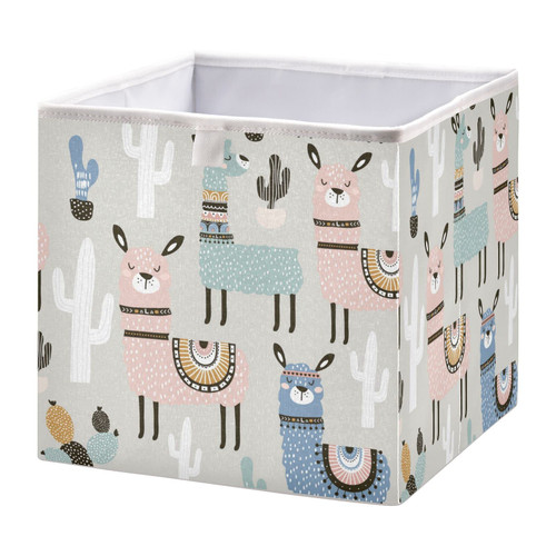 Emelivor Cactus Llama Cube Storage Bin Foldable Storage Cubes Waterproof Toy Basket for Cube Organizer Bins for Kids Nursery Book Bathroom Closet Girls Boys - 15.75x10.63x6.96 IN