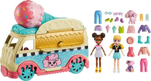Polly Pocket Playset with Two (3-Inch) Dolls, Pet Puppy & Fashion Accessories, Tiny Treats Ice Cream Truck Vehicle Toy Polly Pocket Playset with Two (3-Inch) Dolls, Pet Puppy & Fashion Accessories, Tiny Treats Ice Cream Truck Vehicle Toy