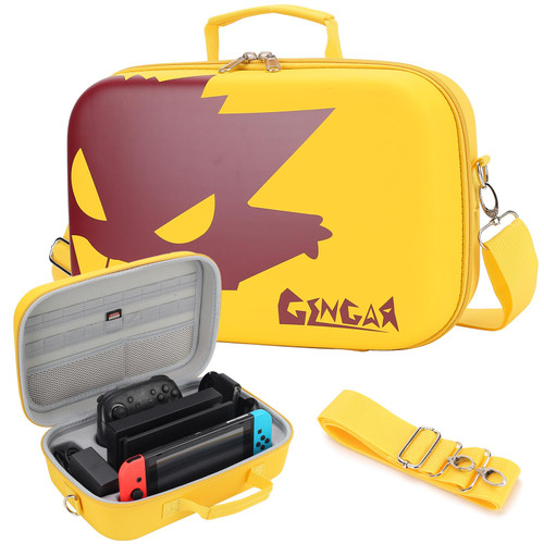 Carrying Case for Nintendo Switch/Switch OLED Model,Portable Travel All Protective Hard Messenger Bag Soft Lining 18Games for Switch Console Pro Controller Accessories & Removable Shoulder Strap