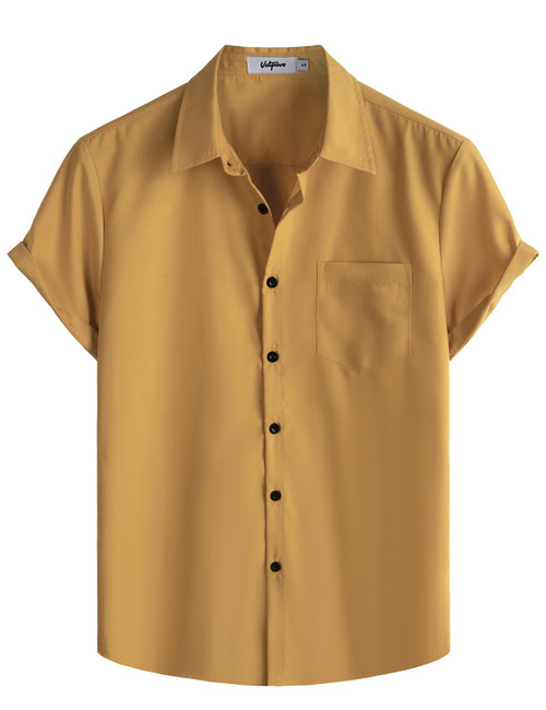 VATPAVE Mens Striped Summer Shirts Casual Button Down Short Sleeve Beach Stylish Shirts Small Khaki