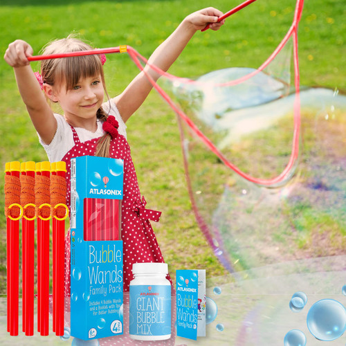 Atlasonix Giant Bubble Wand, Giant Bubble Maker, Big Bubble Wand, Large Bubble Wand, Bubble Sticks, Outdoor Toys for Kids, Bubble Kit, 4 Wands & Bubble Mix for Making 2 Gallons of Bubble Solution Atlasonix Giant Bubble Wand, Giant Bubble Maker, Big Bubble Wand, Large Bubble Wand, Bubble Sticks, Outdoor Toys for Kids, Bubble Kit, 4 Wands & Bubble Mix for Making 2 Gallons of Bubble Solution