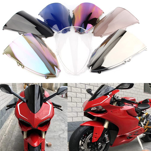 Motorcycle Double Bubble Wind Deflectors Windscreen Windshield Fit For Panigale 1199 R S 12-17/Panigale 899 14-15 (Transparent)