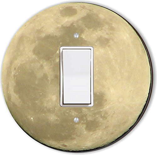 Rikki Knight RND-LSPROCK-175 Planet Moon Round Single Rocker Light Switch Plate