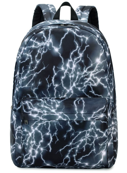 mezhsa Boy School Backpack Elementary Middle Lightning Bookbag Laptop Teenager Waterproof Lightweight 17 Inches (2Black)