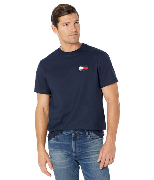 Tommy Hilfiger mens Tommy Jeans Short Sleeve Logo T Shirt, Sky Captain, XX-Large US