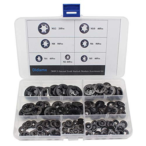 Didamx 280PCS M3 M4 M5 M6 M8 M10 M12 Internal Tooth Starlock Washers Assortment Kit