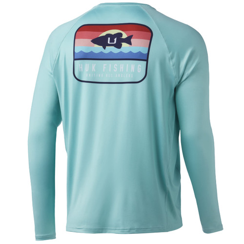 HUK mens Pursuit Long Sleeve |Sun Protecting Fishing Shirt, Sunset Bass - Beach Glass, XX-Large US HUK mens Pursuit Long Sleeve |Sun Protecting Fishing Shirt, Sunset Bass - Beach Glass, XX-Large US