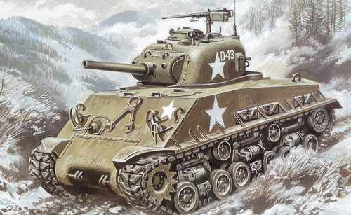 UniModel (UM) Medium Tank M4A3 (105) HVSS Sherman WWII 172 Scale Plastic Model Kit UniModel 381