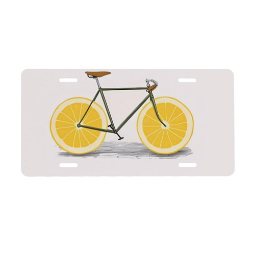 Orange Bicycle Personalized License Plate Orange Bicycle Auto Truck Front Tag Metal License Plate Cover Frame for Car 6"X12"