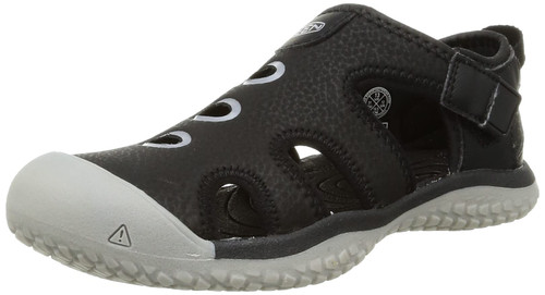 KEEN Big Kid's Stingray Closed Toe Water Sandals, Black/Drizzle, 5 Big Kid's US