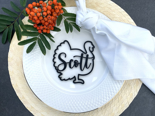 Thanksgiving place cards, Custom Turkey Place cards, Personalized Dinner Place Setting, Wooden Escort Cards, Fall table decor, Wooden