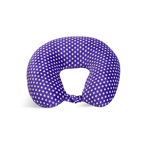 World's Best Feather Soft Microfiber Neck Pillow, Mini Polka Dot Purple, Neck-Supportive Travel Pillow