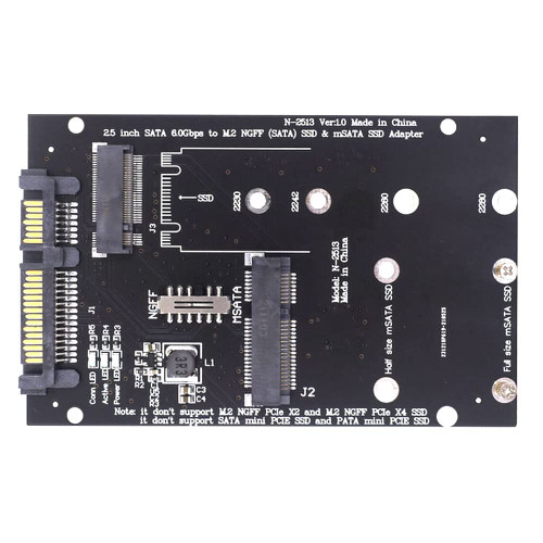 1pcs M.2 NGFF MSATA to Sata 2.5 Inch Adapter Board Dual-Port 2 in 1 SSD Msata to Sata Adapter 22Pin Port Msata Adapter,M2 Msata to sata