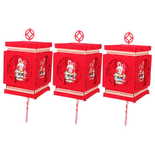 Homoyoyo 3pcs Year of The Rabbit Lantern Ornament Traditional Lantern New Year Party Lantern Hand Decor Chinese Decorations 2023 Chinese New Year Lantern Chinese Portable Lantern Lucky Felt