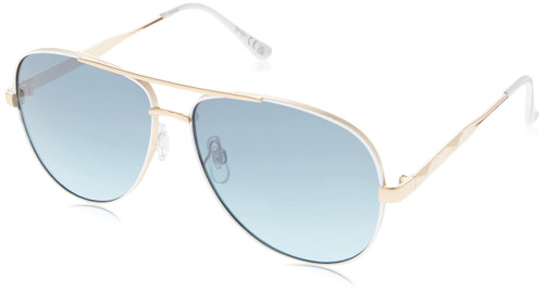 Jessica Simpson J6096 Confident Women's Metal Aviator Pilot Sunglasses with 100% UV Protection. Glam Gifts for Her, 62 mm, Silver & White