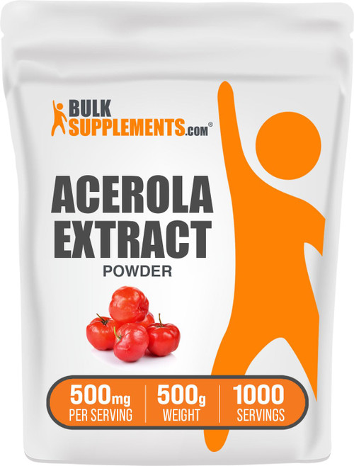 BulkSupplements.com Acerola Cherry Extract (25% Vitamin C) - Acerola Powder - Acerola Vitamin C Extract - Acerola Cherry Powder - Natural Vitamin C Powder - Plant Based Vitamin C (500 Grams - 1.1 lbs)