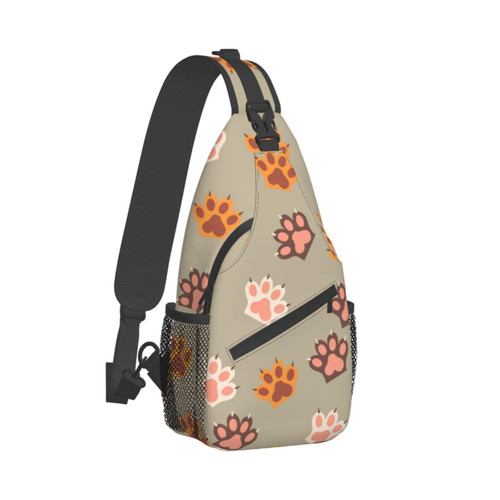 Cat Paw Print with Claws Sling Bag Crossbody Sling Backpack Chest Shoulder Bag Daypack for Hiking Walking Travel