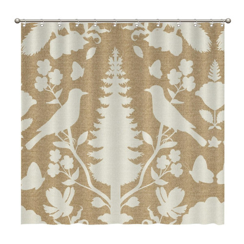 72x72 Inch Shower Curtains Chenonceau Birds and Botanicals Aquamarine Waterproof Fabric Shower Curtain Polyester Fabric with Hooks, Bathroom Curtain Decor, Shower Curtain Sets Machine Washable