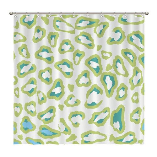 72x72 Inch Shower Curtains Green Teal Leopard Print Chinoiserie Cheetah Print Waterproof Fabric Shower Curtain Polyester Fabric with Hooks,Bathroom Curtain Decor,Shower Curtain