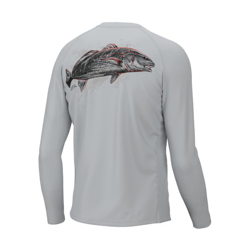HUK Men's Standard KC Pursuit Long Sleeve Sun Protecting Fishing Shirt, Redfish-Oyster, 3X-Large