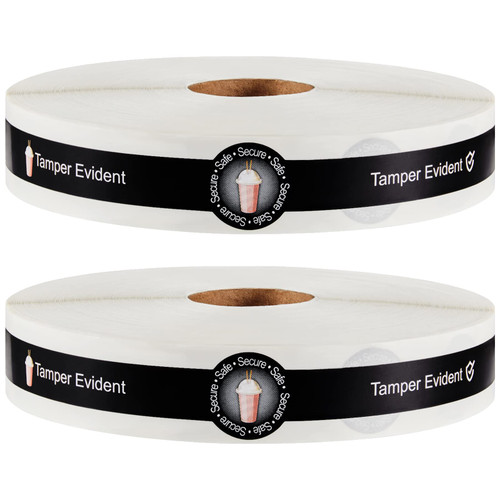 2 Rolls Safe Secure Tamper Evident Seals for Drink Lids, Food Delivery Stickers Sealed for Freshness Labels Drink Food Coffee Milk Tea Ice Cream Seal Stickers