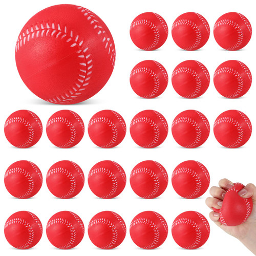 Outus 24 Pack Practice Soft Baseballs Kids Foam Training Baseballs 2.75 Inch Sports Colored Baseballs for Indoor Outdoor Teenager Youth Players Safely Practice Hitting (Red)