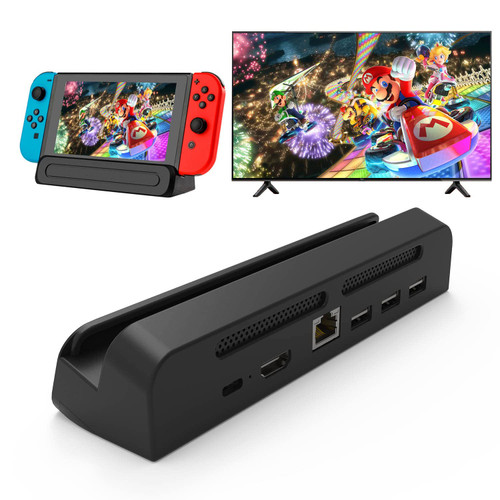 TV Docking Station with 1000M Ethernet for Nintendo Switch,Charging Dock for Nintendo Switch Portable Dock Station,3-Port USB 2.0,USB C to HDMI 4K for Switch, Switch OLED(Not Supported Switch lite)