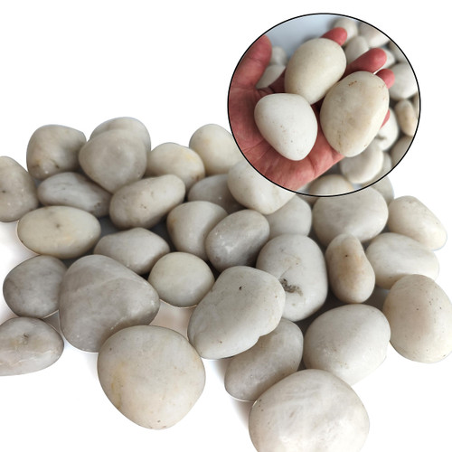 Voulosimi 18 lb River Rock Stones, 1.2-2 Inch Natural Decorative Polished White Pebbles Gravel,Outdoor Decorative Stones for Plant Aquariums, Landscaping, Vase Fillers