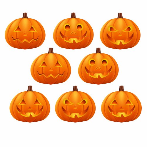 8 x Medium Pumpkin Window Clings - Halloween Clings for Windows - Halloween Window Decals for Kids - Jack O Lantern