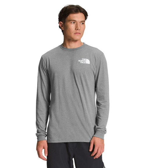 THE NORTH FACE Mens' Long Sleeve Box NSE Tee, TNF Medium Grey Heather/TNF Black, X-Large