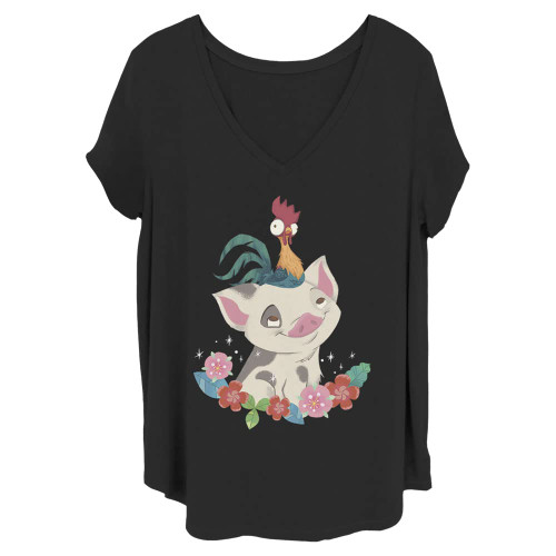 Disney Women's Moana Tropical Buddies Junior's Plus Short Sleeve Tee Shirt, Black, 2X Disney Women's Moana Tropical Buddies Junior's Plus Short Sleeve Tee Shirt, Black, 2X
