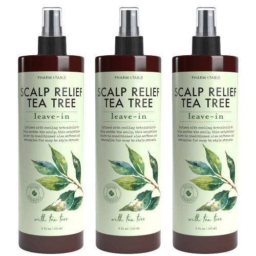 PHARM TO TABLE Scalp Relief Tea Tree Leave-In Conditioner, Relieve Itchy, Dry Scalp, Detangles Hair, 240ml/8 fl oz, 3-Pack PHARM TO TABLE Scalp Relief Tea Tree Leave-In Conditioner, Relieve Itchy, Dry Scalp, Detangles Hair, 240ml/8 fl oz, 3-Pack