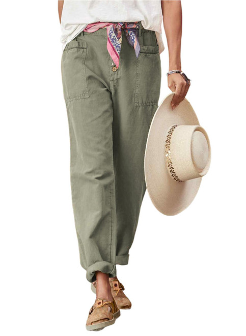 EVALESS Casual Pants for Women Trendy Elastic High Waisted Button Down Pants Straight Leg Loose Cotton Trousers with Pockets Gray Size 16 EVALESS Casual Pants for Women Trendy Elastic High Waisted Button Down Pants Straight Leg Loose Cotton Trousers with Pockets Gray Size 16