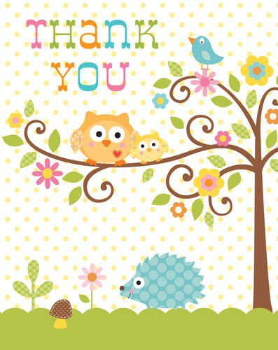 8-Count Thank You Notes, Happi Tree Sweet Baby