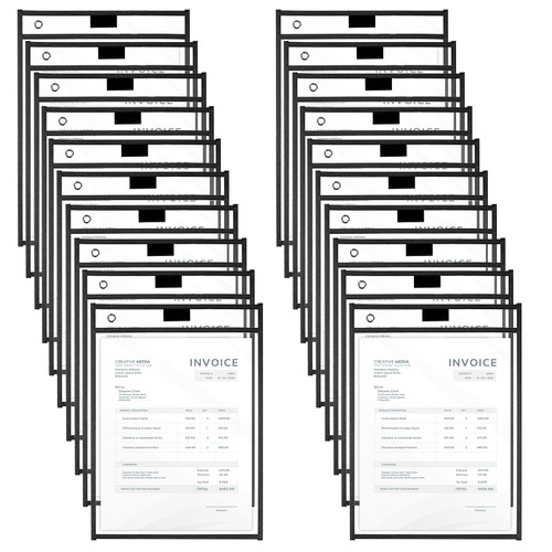 Merkaunis 50 Pack Shop Ticket Holders, 10 x 14 Inches Dry Erase Pockets Job Ticket Holders Clear Order Ticket Sleeve Hanging Job Ticket Holders Plastic Sleet Protectors Pocket for Teacher Work, Black Merkaunis 50 Pack Shop Ticket Holders, 10 x 14 Inches Dry Erase Pockets Job Ticket Holders Clear Order Ticket Sleeve Hanging Job Ticket Holders Plastic Sleet Protectors Pocket for Teacher Work, Black
